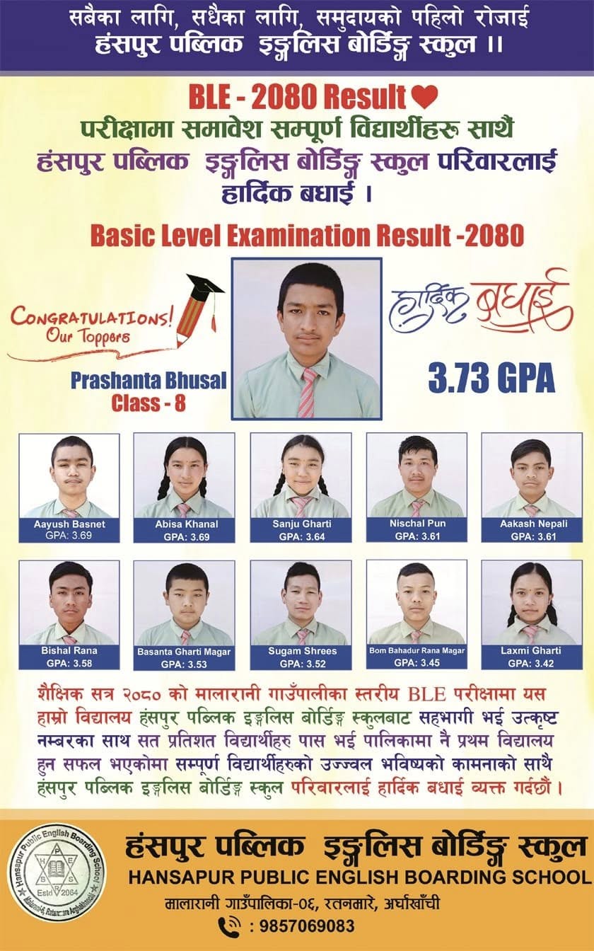 Students celebrating their Class 8 result